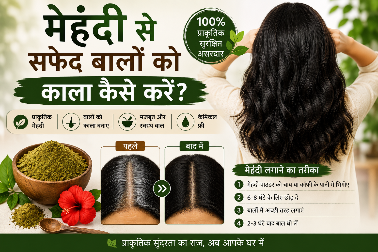मेहंदी से सफेद बालों को काला कैसे करें? जानिए आसान और प्राकृतिक तरीका